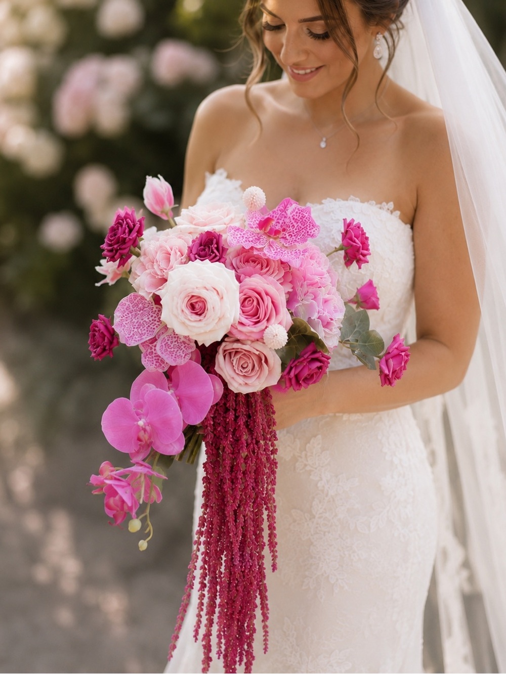 Elegant Pink Faux Floral Bouquet Bridal